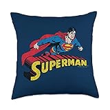 Superman Flying Over Throw Pillow, 18x18, Multicolor