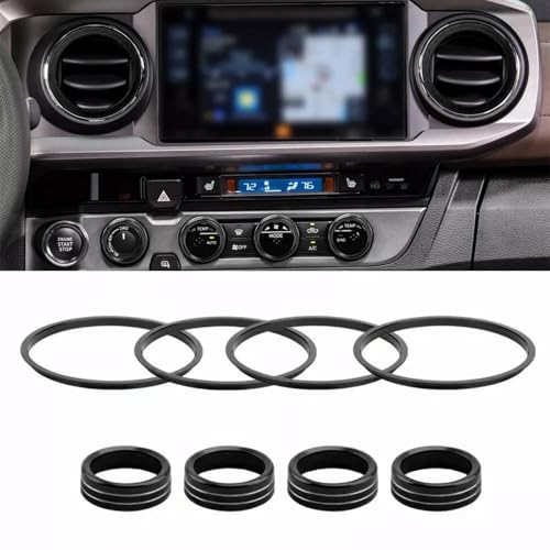 Image of AC knob Cover Trims and AC Vent Inner Rings for Toyota Tacoma Accessories 2016-2023 Interior Air Conditioner Vent Ring Cover Trims Air Conditioner Knob Rings 8pcs-Set (Black)