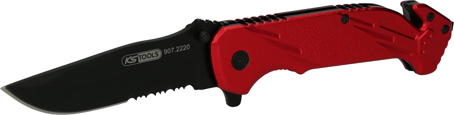 KS Tools 907.2220 Cuchilla plegable con seguro y cortador de cinturones