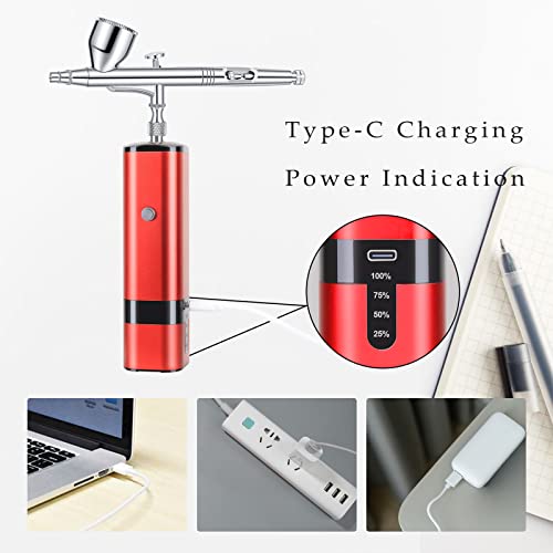 Image of Portable handhold Cordless Airbrush kit with Compressor auto Stop use Compatible with Many Different Airbrush pens for Multipurpose Spray
