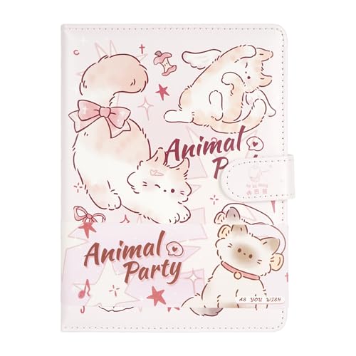 Zeph Hosea Cute Cartoon Notebook Kawaii Journal Notebook Japanese Sketchbook Leather Cover Diary Notepad Travel Notebook,Pink
