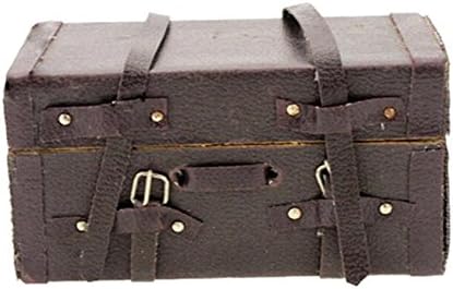 Miniatura 6 de EatingBiting Casa de muñecas en miniatura Accesorios de muebles de muñecas 1:12 casa de muñecas en miniatura vintage marrón Lugguage Box maletero,