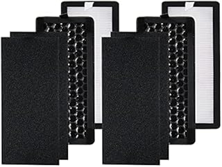 PUREBURG Replacement HEPA Filter Set (2 HEPA+2 Activated Carbon Filter+4 Carbon Pre-filters) Compatible with Silentnight 38060 Air Purifier, Part 38063 also Compatible with Netta Air Purifier, 28W