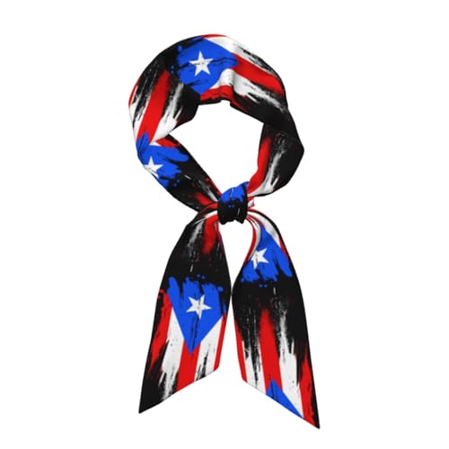 Puerto Rico Flag Abstract Art Women'S Luxury Satin Silk Scarf for Hair Neck Purse - Soft Lightweight Sun Protection Bandana Accessory with Glossy Finish for Summer Handbag Decoration