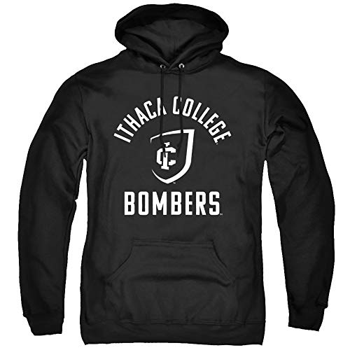 Ithaca College Official One Color Bombers Logo Unisex Adult Pull-Over Hoodie,Black, Large