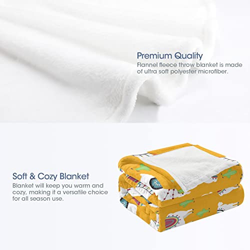Fleece Throw Blanket For Couch, Patterned Warm Comfy Flannel Throw Blanket Fuzzy Ultra-Soft Cozy Microfiber Plush Blanket 330Gsm For Sofa Bed Office All Season Use (40" X 50", Llama) #TOP3