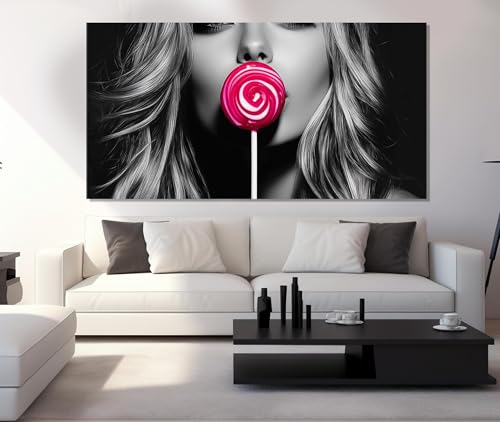 Photo murale sexy fille sucette rouge impression toile 80x110
