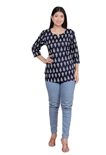 Image of Malikcraft Women's Rayon Printed Short Kurti Stylish Kurta for Women Trendy Short Kurta for Daily & Office Wear PR1