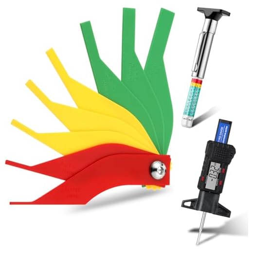3 Pieces Tire Tread Depth Gauge Tool Digital Tire Tread Depth Gauge Brake Lining Thickness Gauge Coded Tire Tread Depth Gauge Automotive Brake Pad Measure Ruler for Motorcycle, Car, Truck and Bus