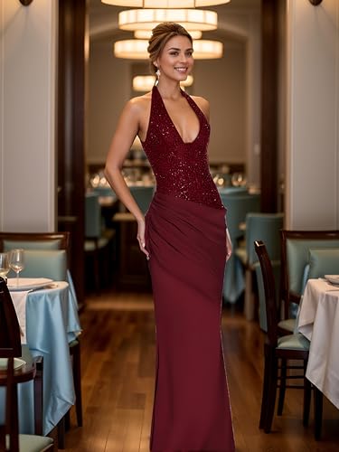 Image of Glitter Sequin Prom Dress for Bachelorette,Birthday,Holiday | Elegant Fully Lined Sparkly Rhinestone Long Dresses for Women Birthday /Formal Galas /Wedding Guest /NYE /Homecoming