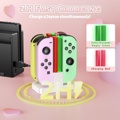 FASTSNAIL Switch Controller Charger for Nintendo Switch for JoyCons - White - 1