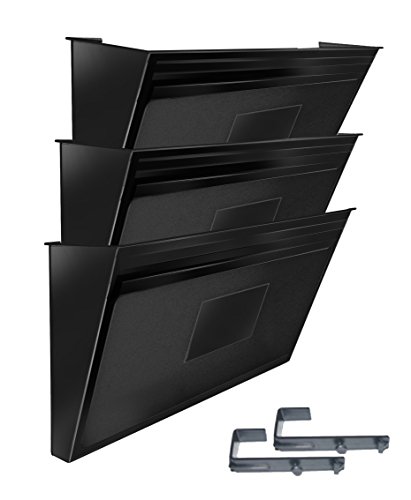 Acrimet Wall Mount Pocket File Organizer Holder (Hangers Included) (Black Color) (3 Pack)
