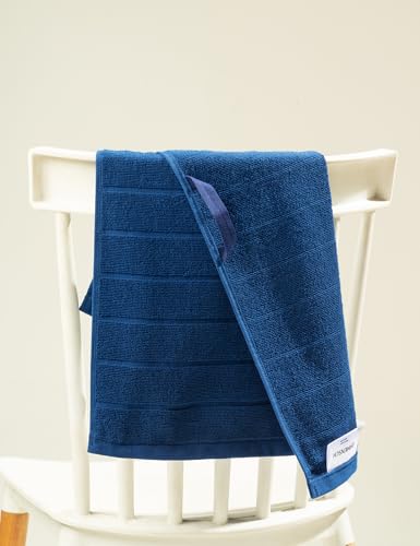 Image of DAMENSCH 100% Cotton Hand Towel, Super Soft Gym Towel for Men Workout, Ultra Absorbent Kitchen Towels Cotton, Quick Dry, Long Lasting Colours Hand Towel Set-Nightfall Blue