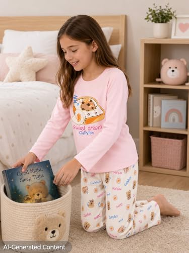 Image of Beezizac Girls Pajamas Cute Print Short /Long Sleeve Pants Set Size 6-18