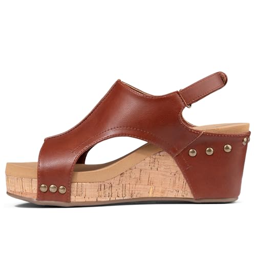 Image of PARTY Women's Wedge Sandals With Buckle Ankle Strap for Dressy Summer