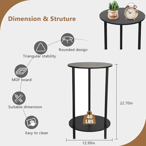 Bityodd AB1 Small Round Side Table, End Tables Living Room Set Of 2 thumb #2