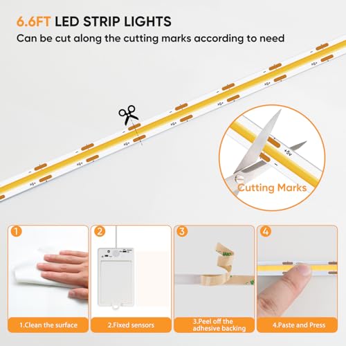 Tira LED con sensor de movimiento 6.56 ft 2 unidades blanco neutro miniatura 5