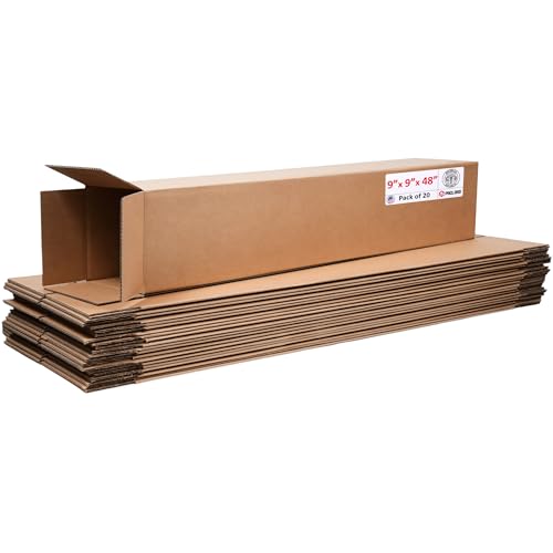Image of Tall Cardboard Boxes 9 inchL x 9 inchW x 48 inchH (Pack of 20) - USA-Made Packing Boxes for Moving, Shipping, or Storage - USPS, UPS, FedEx Approved - Professional Packing Supplies for Moving | USA-Made Packing Boxes for Moving, Shipping, or Storage - USPS, UPS, FedEx Approved - Professional Packing Supplies