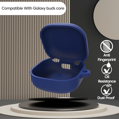 Image of Sounce Silicone Case Cover for Samsung Galaxy Buds Core, Buds FE, Buds 2 Pro & Buds Pro, Shockproof Anti-Slip Protective Skin with Metal Carabiner Keychain, Lightweight Earbuds Cover (Blue)