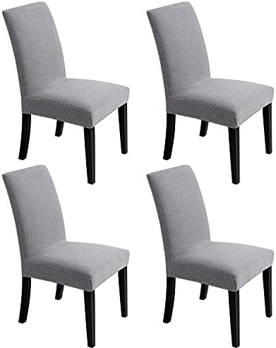 Chair Covers for Dining Room - Stretch Chair Slipcovers for Decorative Seat Protector Armless Removable Washable Elastic Dinner Universal Spandex Solid Chair Slip Covers Set… Grey