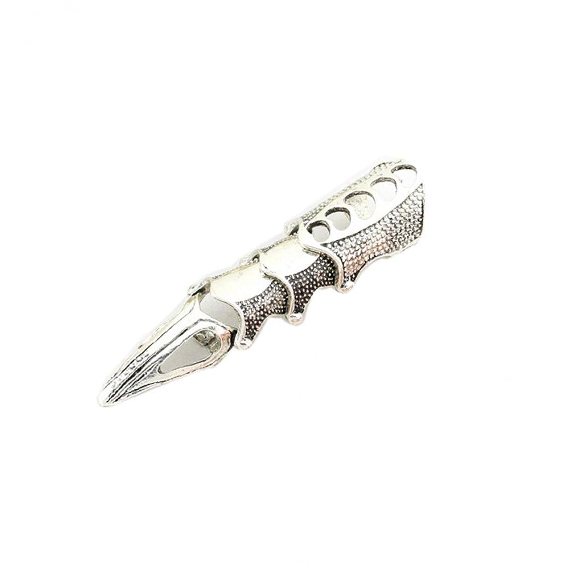 Ruluti Unisex Punk Armor Knuckle Gothic Jewelry Full Finger Ring Claw Nail Art Decoration(silver)