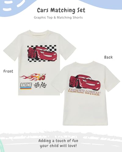 Image of Disney Pixar Cars Lenticular Lightning McQueen Toddler Outfit for Boys, 2 Piece T-Shirt & Fleece Shorts Set