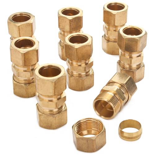 LTWFITTING 5/8-Inch OD Compression Union,Brass Compression Fitting(Pack of 5)