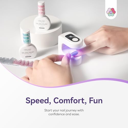 Image of SAVILAND Essentials Mini UV Nail Lamp: 10S Rechargable Flash Cure Lamp U V Light for Gel Polish Nail U V Light LED Display 2 Timers Nail Light Portable Gel Nail Flash Cure Light Nail Dryer Manicure
