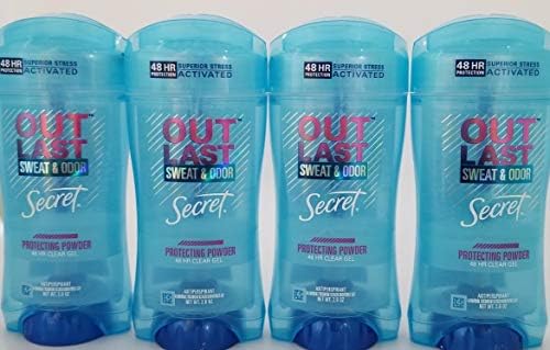 Secret Outlast Protecting Powder Scent Women's Clear Gel Antiperspirant & Deodorant, 2.6 Ounce (4 Pack)
