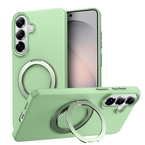Coque Samsung S26 verte avec anneau rotatif 360 et support magnétique antichoc