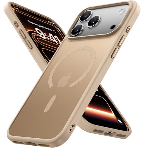 Miracase für iPhone 17 Pro Hülle für Magsafe [TOP Militärschutz & Magnetkraft] Stoßfest Kratzfest mit Samtiger Haptik Extrem Langlebig Handyhülle für iPhone 17 Pro 6,3", Matt-Gold