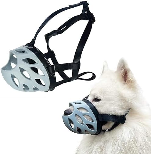 Dog Muzzle, Soft Rubber Basket, Prevent Barking, Biting, Chewing, Small/Medium/Large Dogs, Poodle, Grey