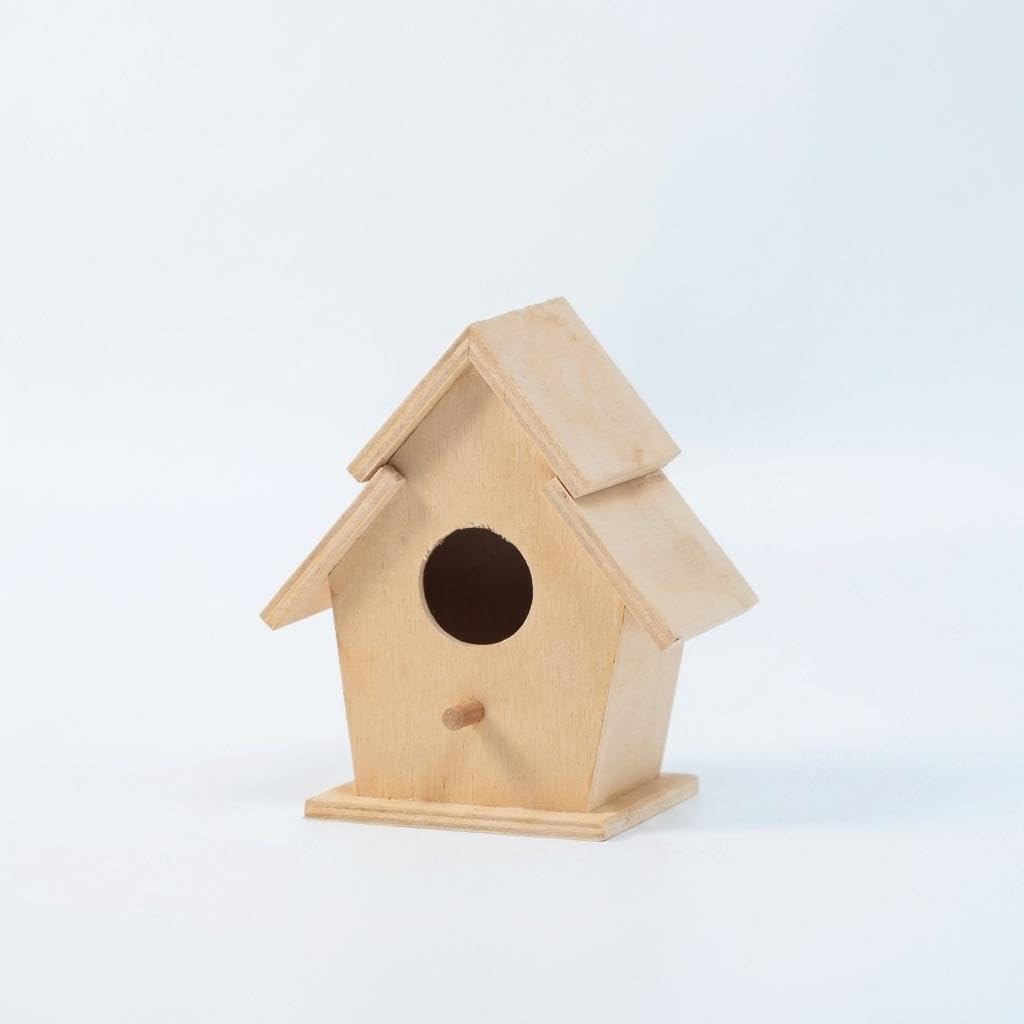 ZOOMELLA Wooden Birdhouse with Perch, Solid Wood Garden Decor for Outdoor Birds, Hanging Birdhouse with Rope, Mini Birdhouse for Outdoor Garden Refuge 7 * 6.5 * 9.5cm|Birdhouses|Home & Garden