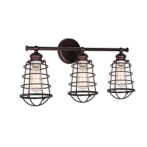 Design House 519736 Ajax Industrial Modern Light with Metal Wire Cage, 3, Coffee Bronze