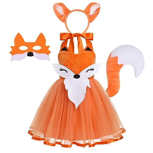 Disfraz de Zorro para Niñas 3-4 Años Naranja miniatura 2