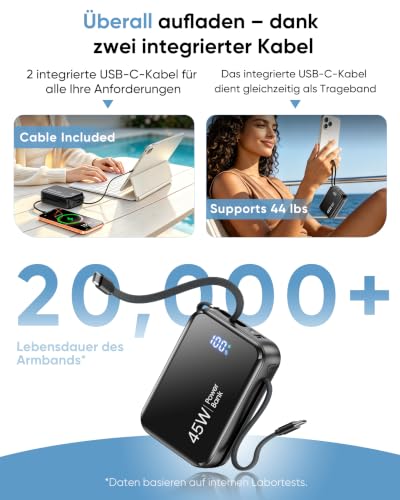 45W Power Bank, Klein 20000mAh Schnellladung Externe Handyakkus – Ansicht 4