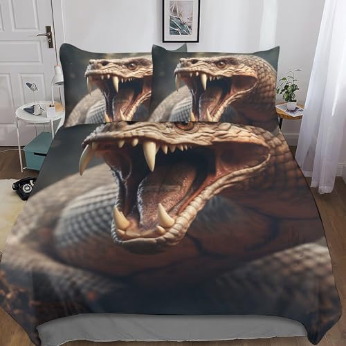 Housse de couette serpent motif 3D drap de lit microfibre 200x200 cm - 5