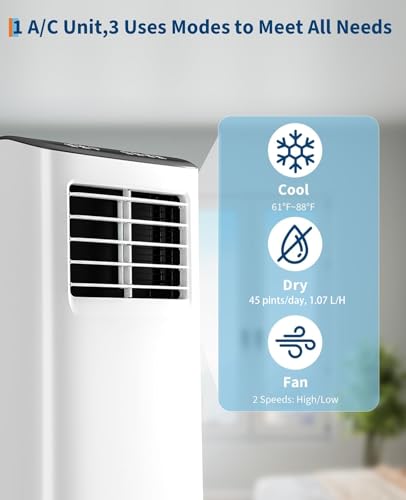 Image of Garvee 8,000 BTU Portable Air Conditioner, 3-in-1 Portable AC Unit with Remote Control, Cool, Dehumidifier & Fan Modes for Rooms up to 350 sq.ft, with Sleep Mode, 24 Hours Timer, and Window Kit