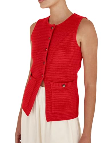 PEHMEA Women's Sweater Vest Sleeveless Button Down Spring Summer Tank Tops Trendy Cardigan Sweater Vests with Pockets3