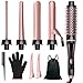 5 in 1 Curling Iron, Hair Curling Wand Set with Thermal Brush and 4 Interchangeable Ceramic Curling Wands (0.35'' -1.25'') Fast Heat Up Dual Voltage Hair Curler for Women All Hair Types and Travel Use