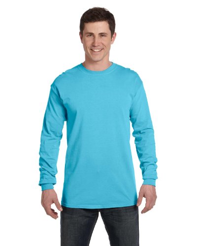 Image of Chouinard T Shirt 6014 Basic Unisex Cotton Long-Sleeve Tee XL Lagoon Dirdye