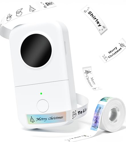 Phomemo Label Maker Machine D30 Mini Label Printer with 1 Roll Label,Handheld Sticker Printer Maker,Thermal Label Printer for School Office Home Organization,Compatible With Android & iOS - White