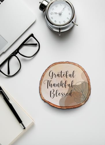 Image of MOTIVATIONAL GIFTS Thankful Wooden Motivational Quotes Table Decorative Gifts Wood Showpiece For Office Table Living Room, 8.89 Centimeters, 1.27 CM