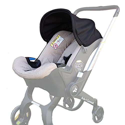 Replacement Canopy &amp; Seat Cushion Set Compatible with Doona+ Car Seat Stroller - Sunshade Cover &amp; Textile Fabric Accessories - Breathable, Machine Washable (Black&amp;Beige)