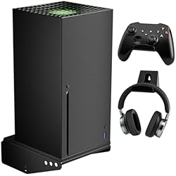 Ventilador Ahorrador Aceshop Soporte de Pared para Xbox Series X, 4 en 1 Girado Soporte de Pared Xbox Series X con Soportes con Controlador Desmontable y Soportes para Auriculares para Ventilación y Ahorro de Espacio