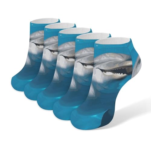 5 Pairs of Cotton Ankle Socks for Women Men Dolphin with A Smile Low Cut Socks for Running Hiking No Show Athletic Sock