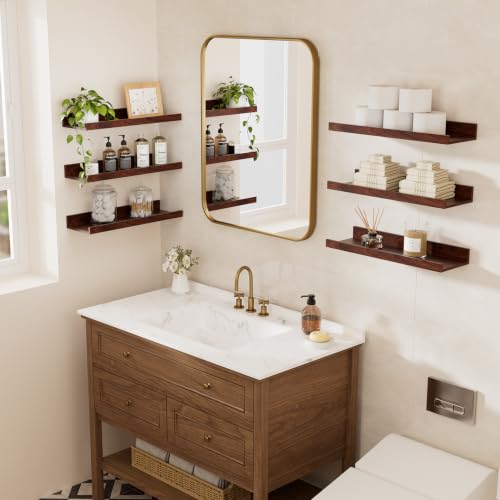Image of BAYKA 15.7x5.12 Floating Shelves for Wall,Room Decor,Raised Lip,6 Pack