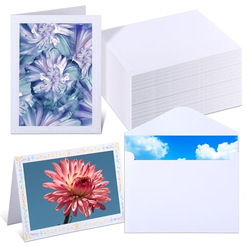 Honoson �G���{�X�t�H�g�}�E���g�J�[�h �����t�� 50���p�b�N �z���C�g�N���V�b�N�{�[�_�[ 5×6.88�C���` �󔒂̃G���{�X�J�[�h�X�g�b�N �o���N�t�H�g�t���[���J�[�h �a���� ������ �p�[�e�B�[�p