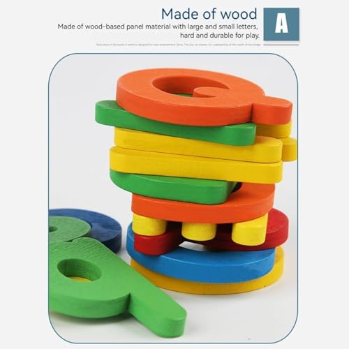 Juego de correspondencia de letras con 52 piezas de madera para preescolar 5