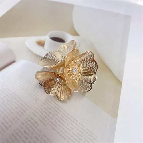 Big CZ Flower Statement Ring for Women Fashion Dainty Gold Silver Plated Filigree Floral Adjustable Open Wedding Promise Wrap Finger Rings Comfort Fit Jewelry3